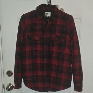 Vans Men's Black and Red Checkered Shirt